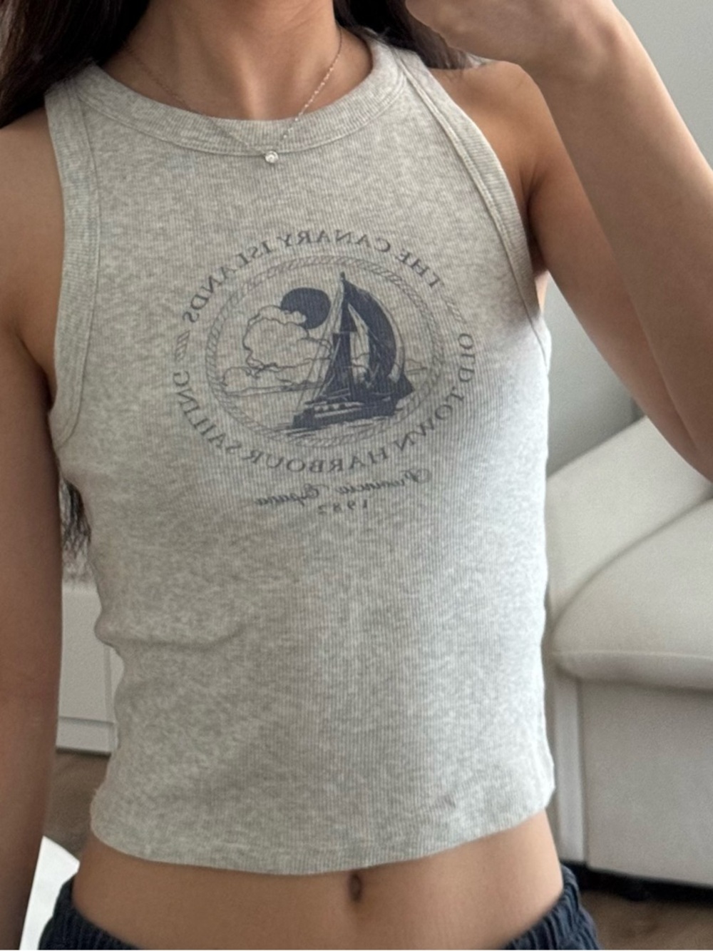 Hollister Light Gray Ribbed Tank Top